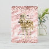 Girly Gold Eenhoorn Roze Glitter Sparkle Confetti Kaart (Staand voorkant)