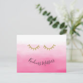 Girly Gold Eyelashes roze ombre Briefkaart (Staand voorkant)