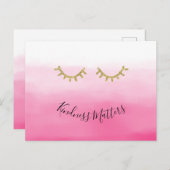 Girly Gold Eyelashes roze ombre Briefkaart (Voorkant / Achterkant)