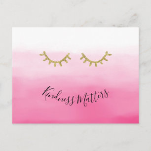 Girly Gold Eyelashes roze ombre Briefkaart