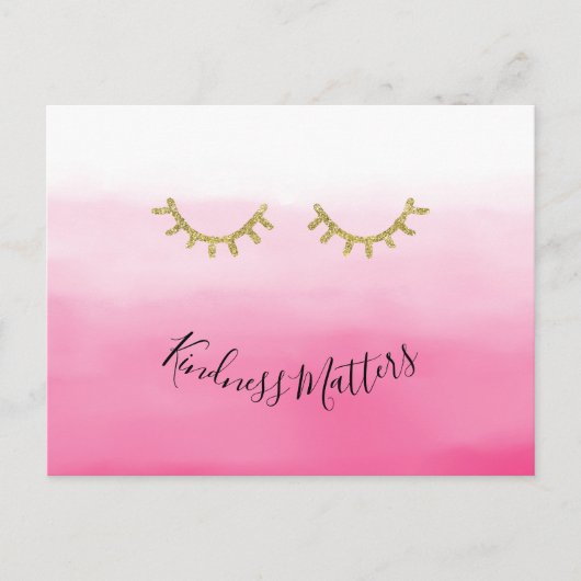 Girly Gold Eyelashes roze ombre Briefkaart (Voorkant)