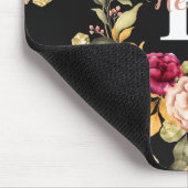 Girly Gold Faux & Floral Wreath Monogram Muismat (Hoek)