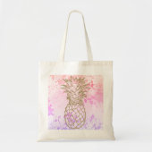 Girly Gold Faux Glitter Pineapple Pink Canvas tas (Voorkant)