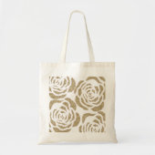 Girly Gold Faux Glitter Rozen Floral Canvas tas (Voorkant)