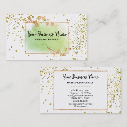 *~* Girly Gold Floral Lijst Lime Green White Visitekaartje (Voorkant / Achterkant)