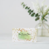 *~* Girly Gold Floral Lijst Lime Green White Visitekaartje (Staand voorkant)