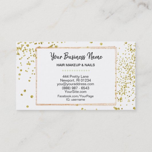 *~* Girly Gold Floral Lijst Lime Green White Visitekaartje (Achterkant)