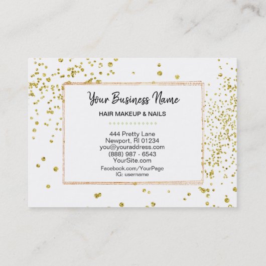 *~* Girly Gold Floral Lijst White Lime Green Visitekaartje (Achterkant)