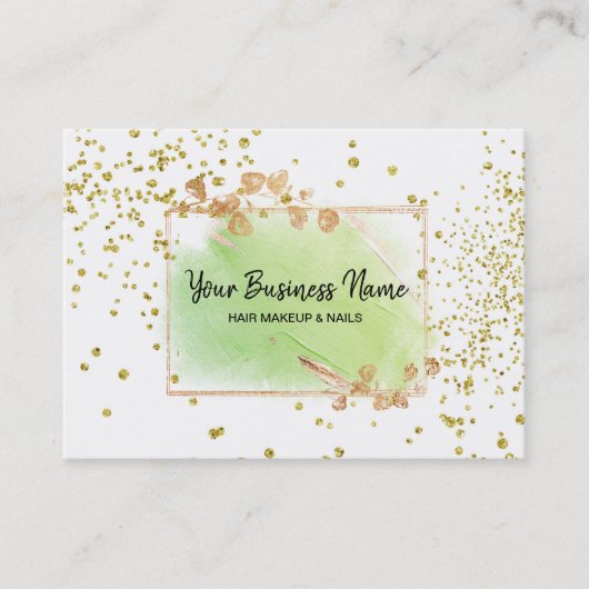 *~* Girly Gold Floral Lijst White Lime Green Visitekaartje (Voorkant)