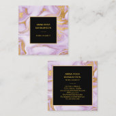 ** Girly Gold Folie Aderen Lavendel Marmer Modern Vierkante Visitekaartje (Voorkant / Achterkant)