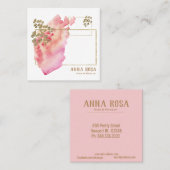 *~* Girly Gold Geometric Peach roze & Waterverf Vierkante Visitekaartje (Voorkant / Achterkant)