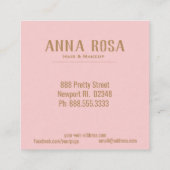 *~* Girly Gold Geometric Peach roze & Waterverf Vierkante Visitekaartje (Achterkant)