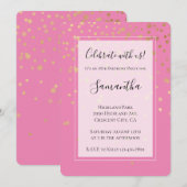 Girly Gold Glam Confetti Stippen Roze Verjaardag Kaart (Voorkant / Achterkant)