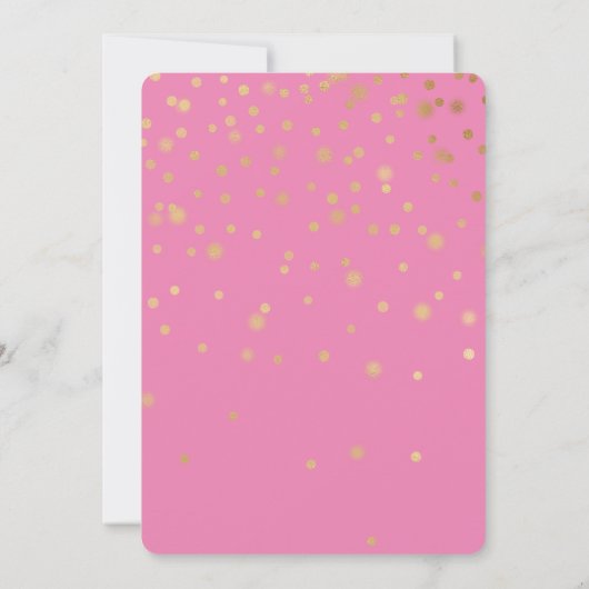 Girly Gold Glam Confetti Stippen Roze Verjaardag Kaart (Achterkant)