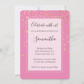 Girly Gold Glam Confetti Stippen Roze Verjaardag Kaart (Voorkant)