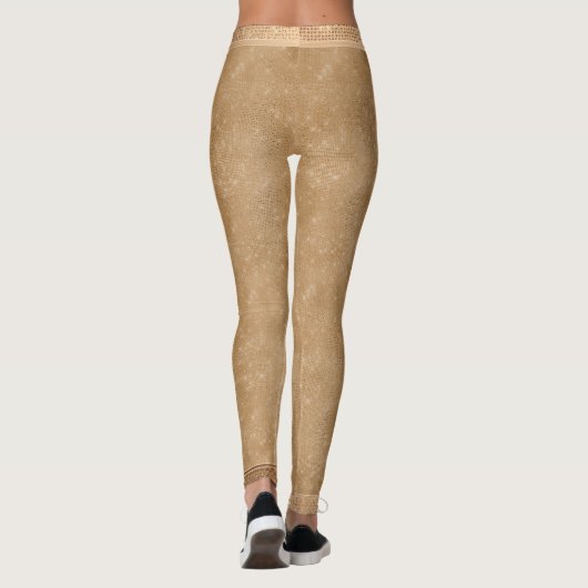 Girly Gold Glam Diamond Sparkle Chic Monogram Naam Leggings (Achterkant)