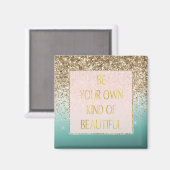 Girly Gold Glam Glitter Mint Ombre Magneet (Voorkant / Achterkant)