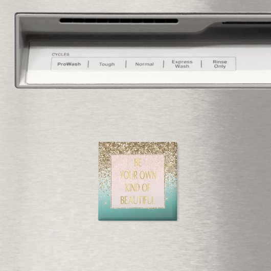 Girly Gold Glam Glitter Mint Ombre Magneet (Insitu (Vaatwasser))