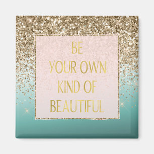 Girly Gold Glam Glitter Mint Ombre Magneet