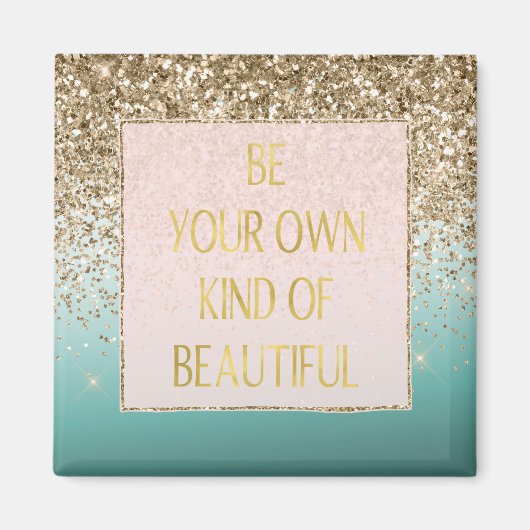 Girly Gold Glam Glitter Mint Ombre Magneet (Voorkant)