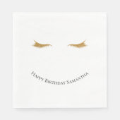 Girly Gold Glam Glitter Wimpers Servet (Voorkant)