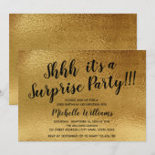 Girly Gold | glinsteren | Verrassingsfeest Verjaar Kaart (Voorkant / Achterkant)