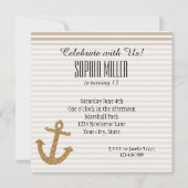 Girly Gold Glitter Anker Kaart (Achterkant)