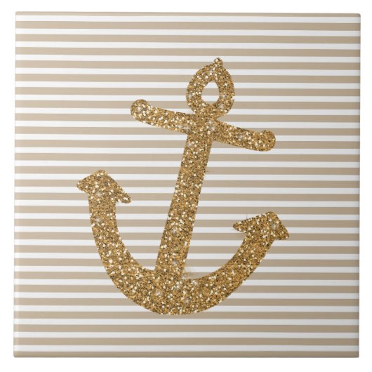 Girly Gold Glitter Anker Tegeltje (Voorkant)
