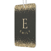 Girly Gold Glitter Black Monogram Name Initiaal Luchtverfrisser (Links)