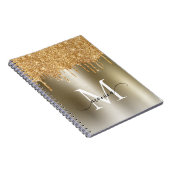 Girly Gold Glitter Blush Ombre Monogram Naam Notitieboek (Rechterzijde)