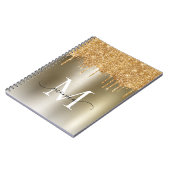 Girly Gold Glitter Blush Ombre Monogram Naam Notitieboek (Linkerzijde)