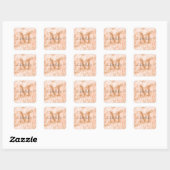 Girly Gold Glitter Blush Pink Marble Monogram Naam Vierkante Sticker (Vel)