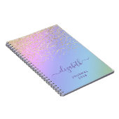 Girly Gold Glitter Confetti Personalized Rainbow Notitieboek (Rechterzijde)
