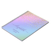 Girly Gold Glitter Confetti Personalized Rainbow Notitieboek (Linkerzijde)