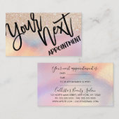 Girly Gold Glitter Iridescent Holographic Ombre Afsprakenkaartje (Voorkant / Achterkant)