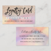 Girly Gold Glitter Iridescent Holographic Ombre Klantenkaartje (Voorkant / Achterkant)