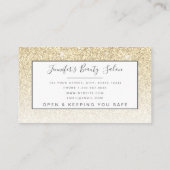 Girly Gold Glitter Lashes Salon Open Covid Safety Visitekaartje (Achterkant)