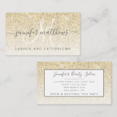 Girly Gold Glitter Lashes Salon Open Covid Safety Visitekaartje (Voorkant / Achterkant)