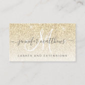 Girly Gold Glitter Lashes Salon Open Covid Safety Visitekaartje (Voorkant)