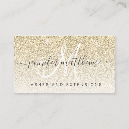 Girly Gold Glitter Lashes Salon Open Covid Safety Visitekaartje (Voorkant)