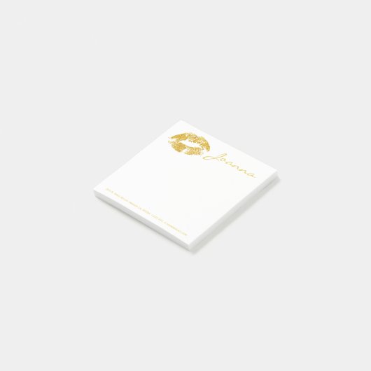 Girly Gold Glitter Lippen Post-it® Notes (Schuin)