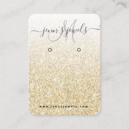 Girly Gold Glitter Logo Jewelry Earring Display Visitekaartje