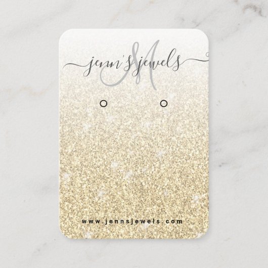 Girly Gold Glitter Logo Jewelry Earring Display Visitekaartje (Voorkant)