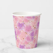 Girly Gold Glitter Roos Floral Papieren Bekers (Achterkant)