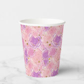 Girly Gold Glitter Roos Floral Papieren Bekers (Rechts)