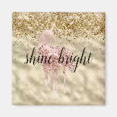 Girly Gold Glitter Sparkle Confetti Roze Eenhoorn Magneet (Voorkant)