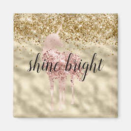 Girly Gold Glitter Sparkle Confetti Roze Eenhoorn Magneet