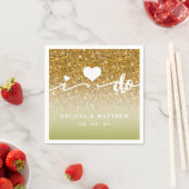 Girly Gold Glitter Sparkle I Do Names Wedding Servet (Insitu)