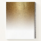 Girly Gold Glitter Sparkle White Chique Monogramme Notitieboek (Achterkant)