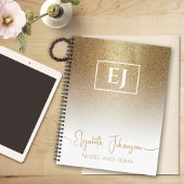 Girly Gold Glitter Sparkle White Chique Monogramme Notitieboek